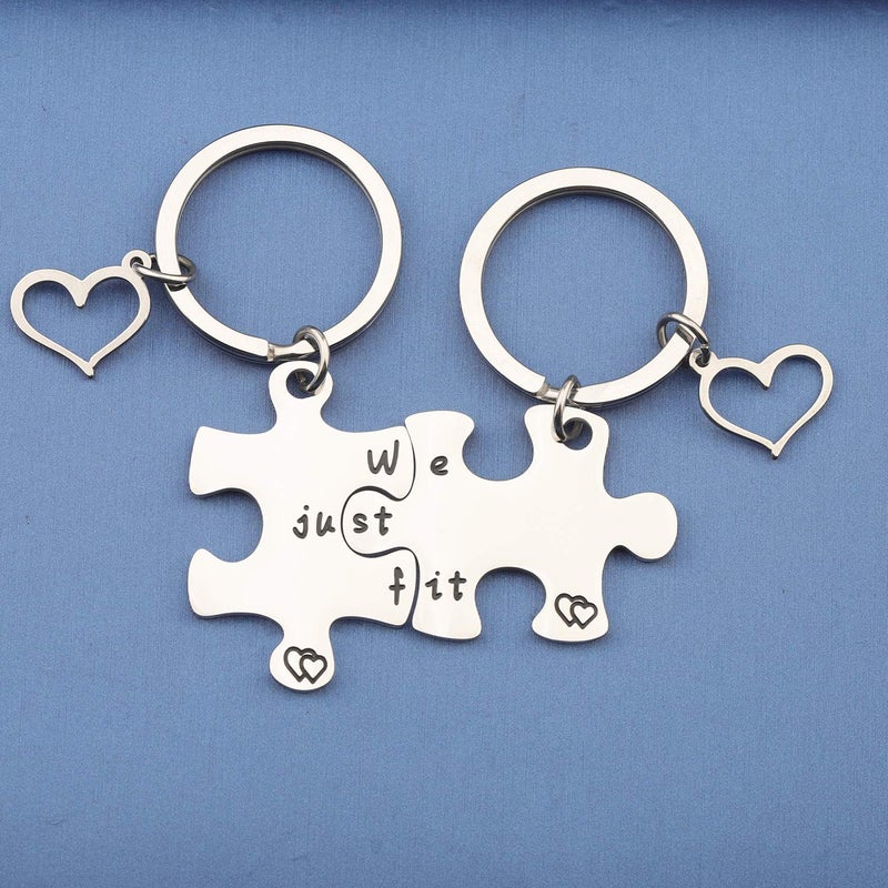 MYOSPARK We Just Fit Puzzle Piece Keychain Set Best Friend Keychain Couple Keychain His and Her Gift BFF Gift (we just fit keychain set) - Image 4